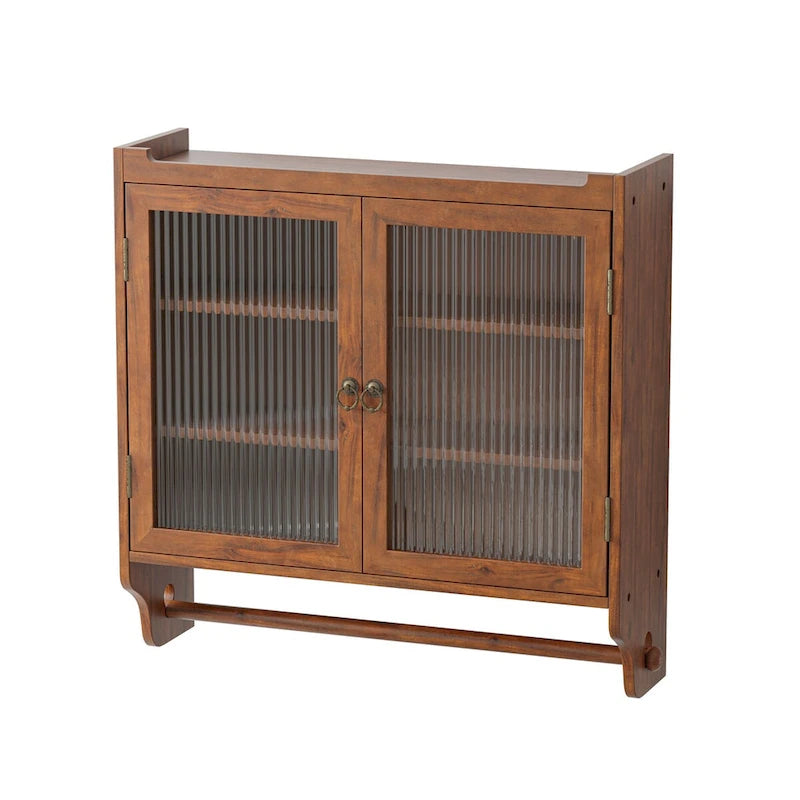 Glass Door Vintage Double Door Wall Cabinet