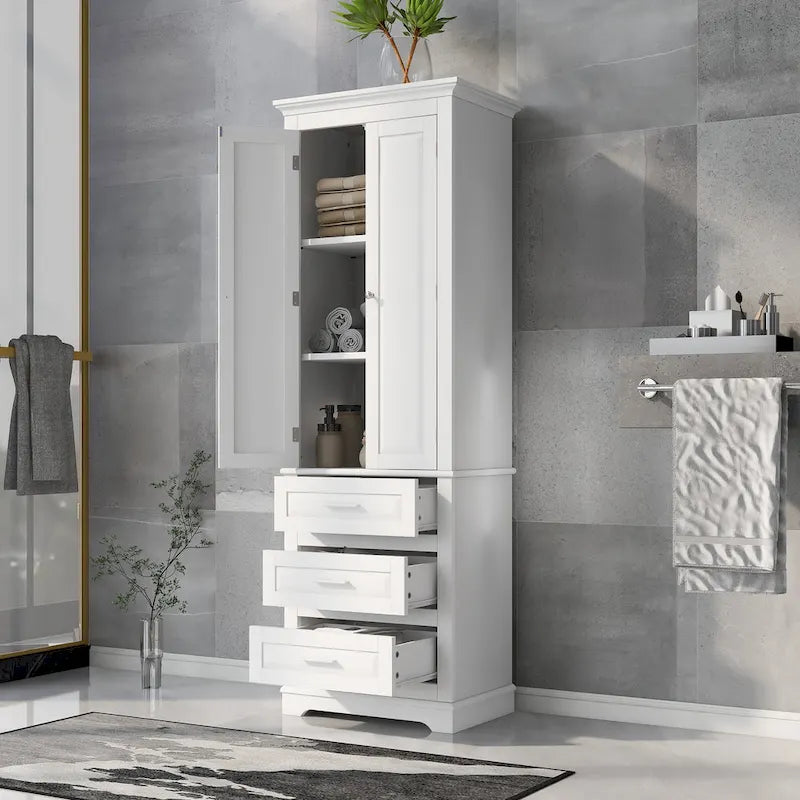 Tall Storage Cabinet with Three Drawers