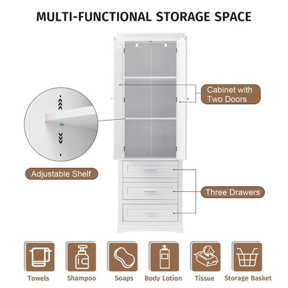 Tall Storage Cabinet with Three Drawers
