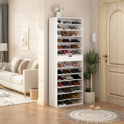 Versatile Storage Solution White Shoe Cabinet for Flats Boots 78.18H