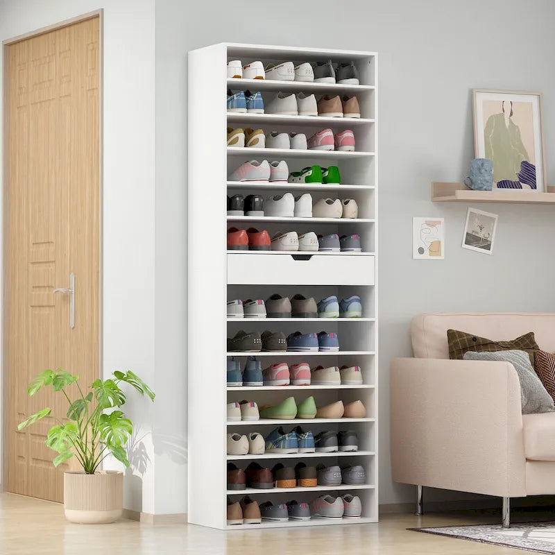 Versatile Storage Solution White Shoe Cabinet for Flats Boots 78.18H