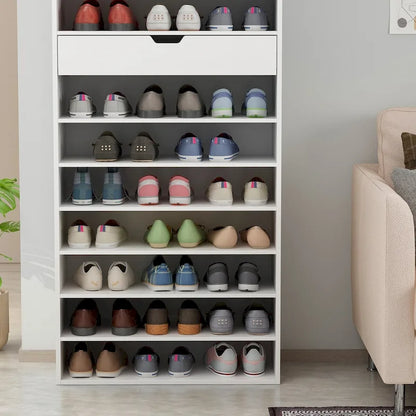 Versatile Storage Solution White Shoe Cabinet for Flats Boots 78.18H