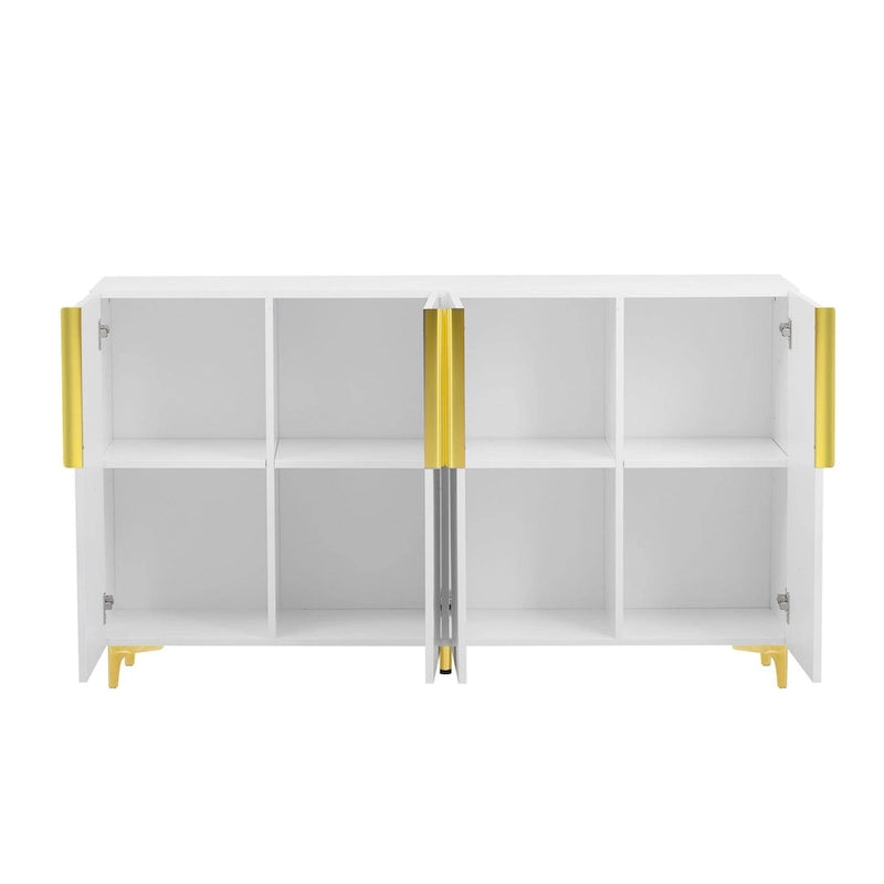 55 Sideboard Storage Cabinet with Adjustable Shelves, Glossy Finish