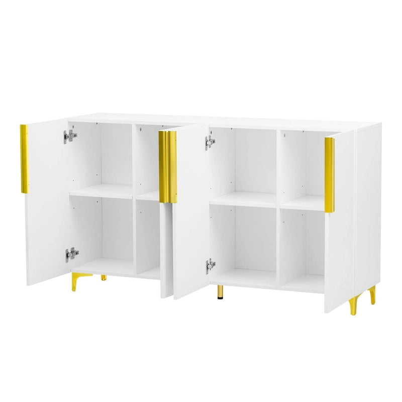 55 Sideboard Storage Cabinet with Adjustable Shelves, Glossy Finish