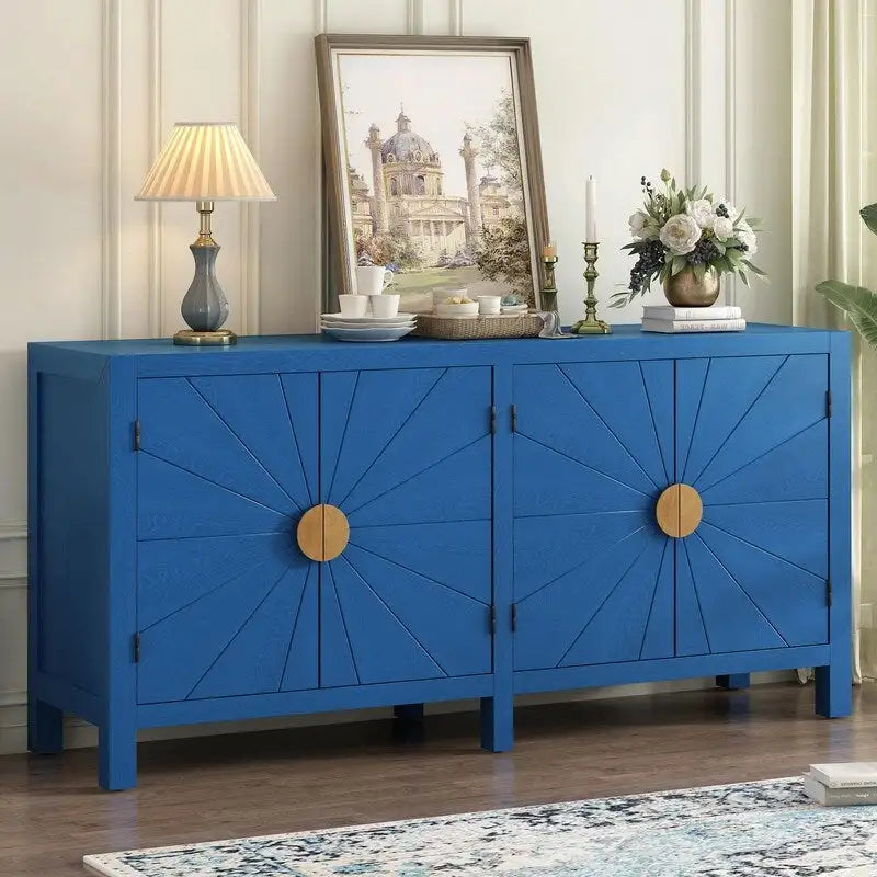 Ash Veneer Cabinet with Radiating Line Pattern Doors
