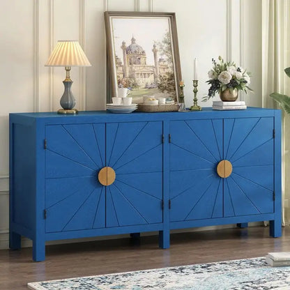 Ash Veneer Cabinet with Radiating Line Pattern Doors