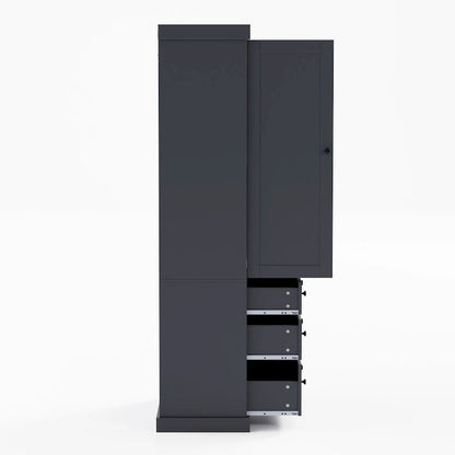 77inch Kitchen Pantry, Freestanding Tall Cupboard Storage Cabinet with 3 Adjustable Shelves,8 Door Shelves,3 Drawers for Kitchen