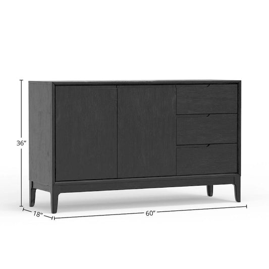 Cove Server with 3 Drawers and 2 Cabinets, Vintage Black