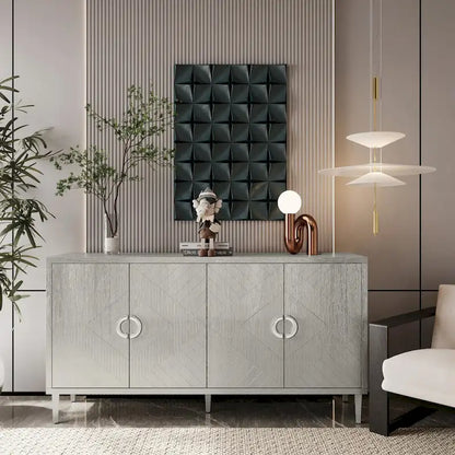 Stylish and Functional 4-Door Storage Cabinet with pine legs