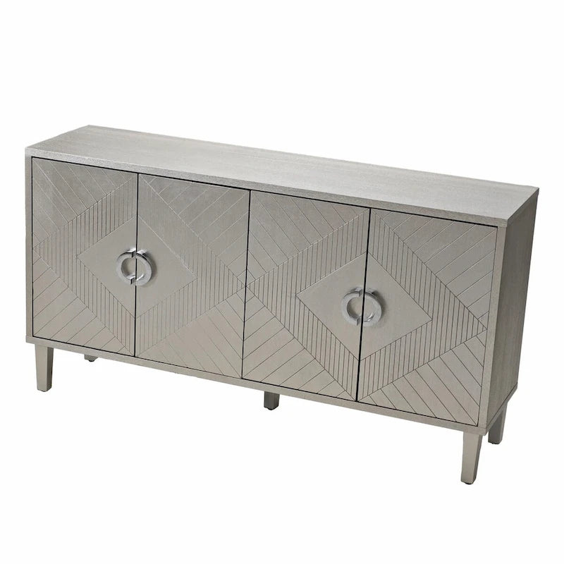 Stylish and Functional 4-Door Storage Cabinet with pine legs