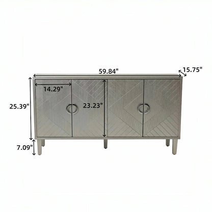 Stylish and Functional 4-Door Storage Cabinet with pine legs