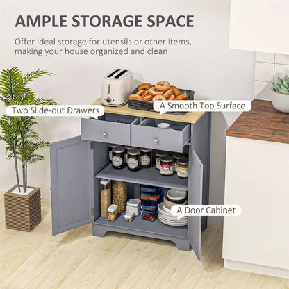 Double Door Sideboard Buffet Cabinet with Drawers and Adjustable Shelf