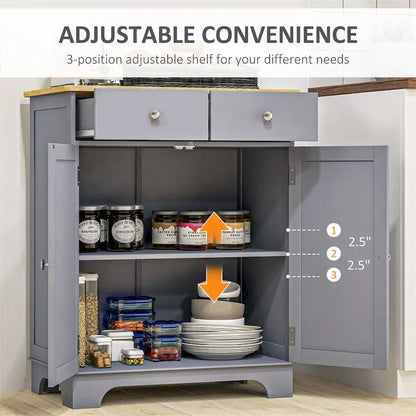 Double Door Sideboard Buffet Cabinet with Drawers and Adjustable Shelf