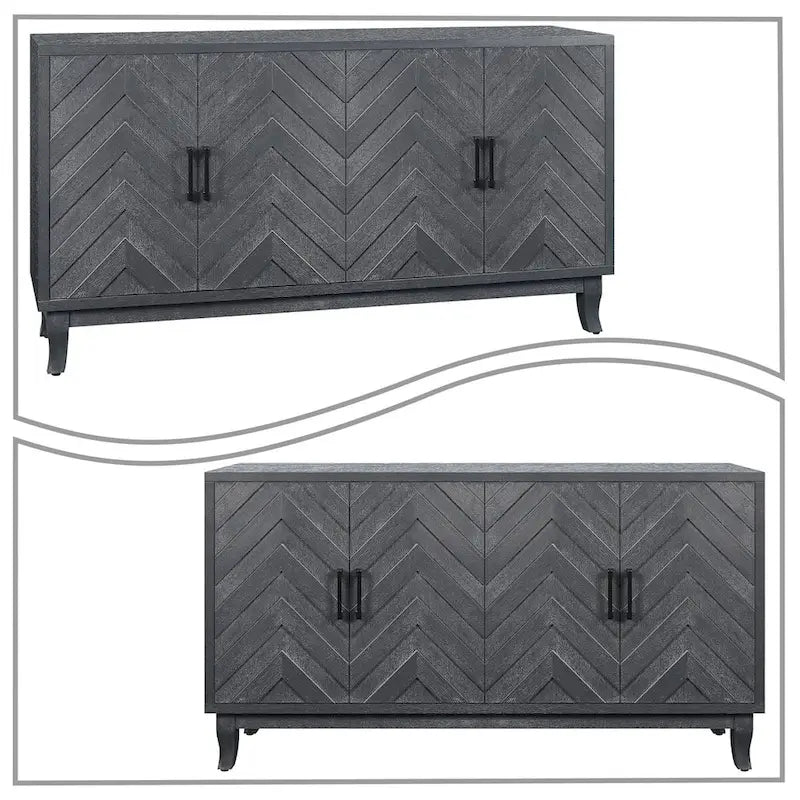 Modern Vintage Wooden Storage Dining Sideboard with Two Cabinets