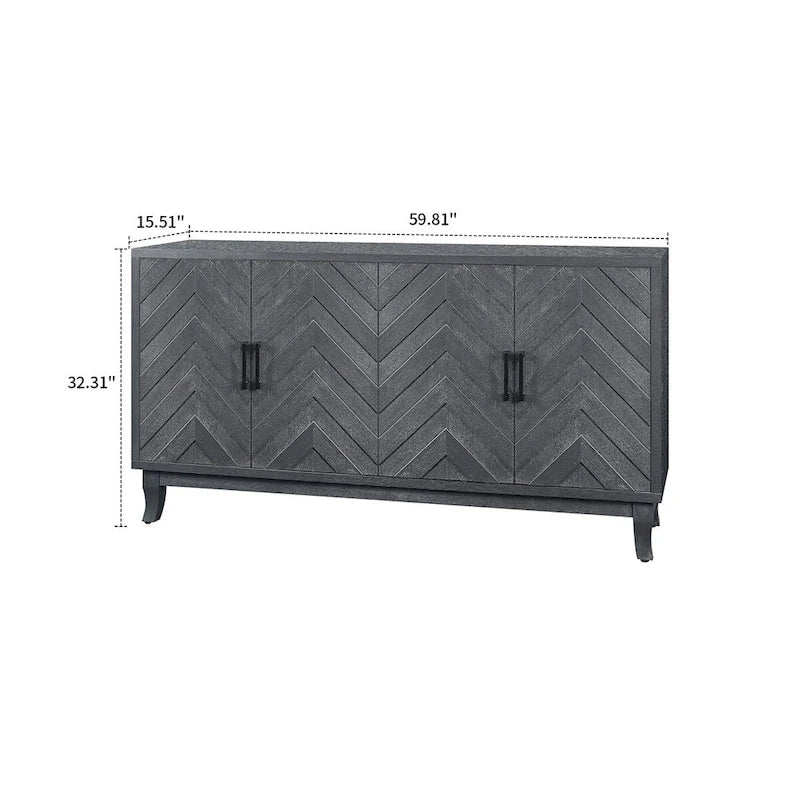 Modern Vintage Wooden Storage Dining Sideboard with Two Cabinets