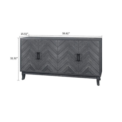 Modern Vintage Wooden Storage Dining Sideboard with Two Cabinets