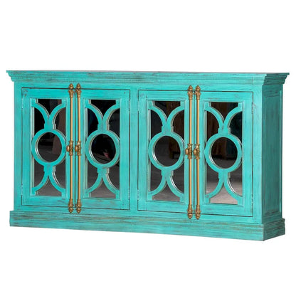 Maadze 71 4-Glass Door Kitchen Accent Buffet Sideboard Cabinet
