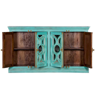 Maadze 71 4-Glass Door Kitchen Accent Buffet Sideboard Cabinet