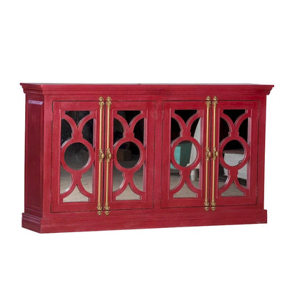 Maadze 71 4-Glass Door Kitchen Accent Buffet Sideboard Cabinet