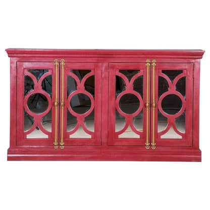 Maadze 71 4-Glass Door Kitchen Accent Buffet Sideboard Cabinet