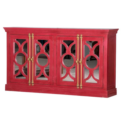 Maadze 71 4-Glass Door Kitchen Accent Buffet Sideboard Cabinet