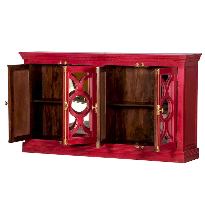 Maadze 71 4-Glass Door Kitchen Accent Buffet Sideboard Cabinet
