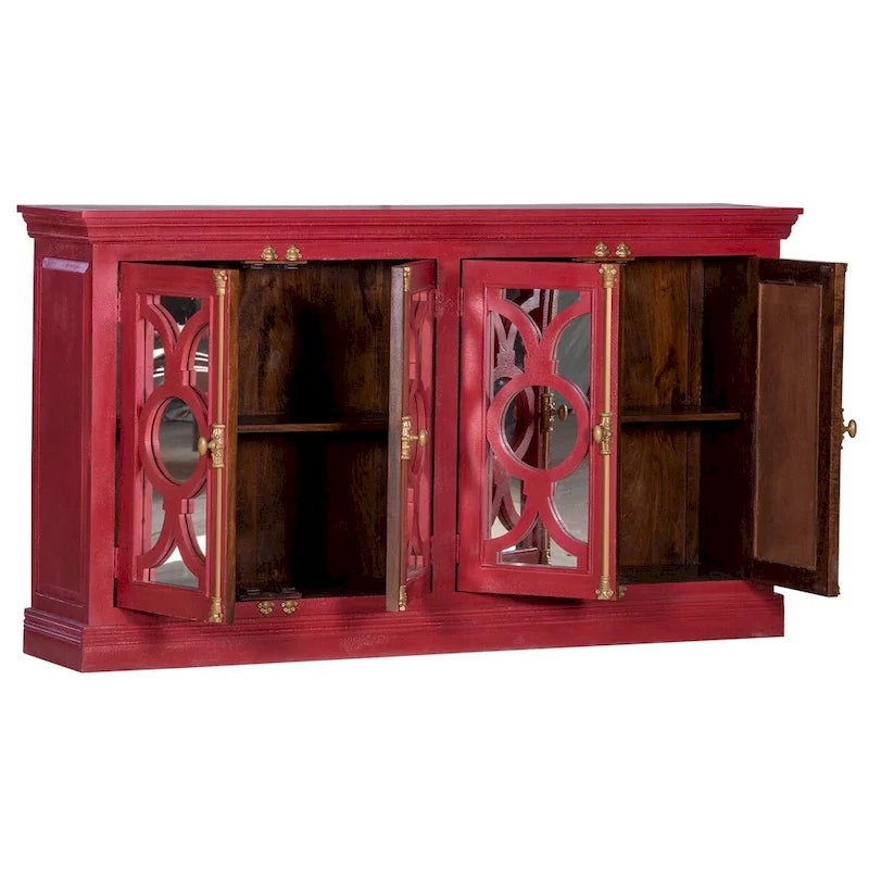 Maadze 71 4-Glass Door Kitchen Accent Buffet Sideboard Cabinet