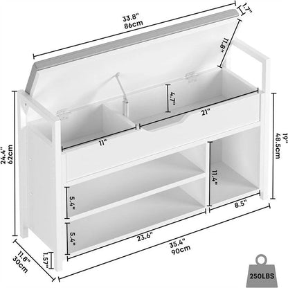Shoe Storage Bench - 11.8D x 35.4W x 24.4H