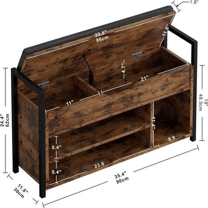 Shoe Storage Bench - 11.8D x 35.4W x 24.4H
