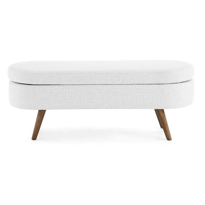 Modern Oval Storage Bench with Wood Legs
