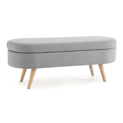 Modern Oval Storage Bench with Wood Legs