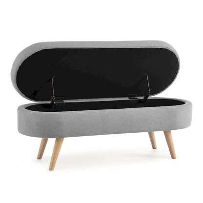 Modern Oval Storage Bench with Wood Legs