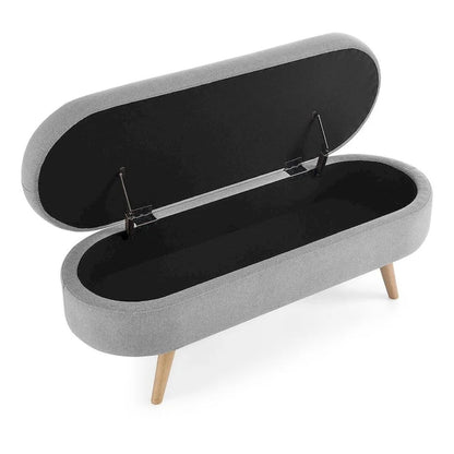 Modern Oval Storage Bench with Wood Legs