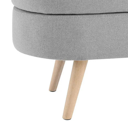 Modern Oval Storage Bench with Wood Legs