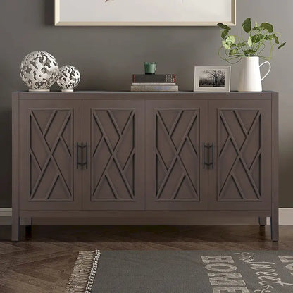4 Door Wooden Twill Sideboard American Country Vintage Old Living Room Dining Room Hallway Entryway Cabinet