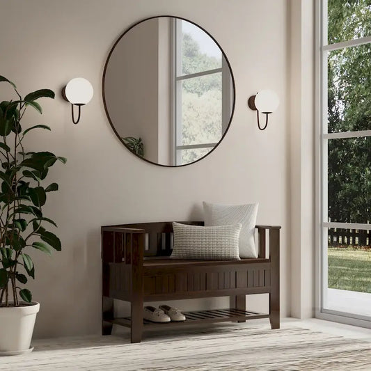 WYNDENHALL Normandy SOLID WOOD 48 inch Wide Transitional Entryway Storage Bench in Brunette Brown - 17 D x 48 W x 27.2 H