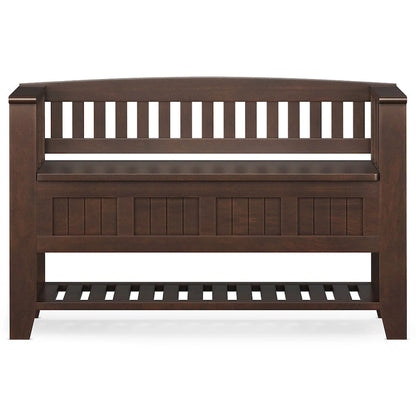 WYNDENHALL Normandy SOLID WOOD 48 inch Wide Transitional Entryway Storage Bench in Brunette Brown - 17 D x 48 W x 27.2 H