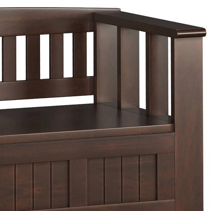 WYNDENHALL Normandy SOLID WOOD 48 inch Wide Transitional Entryway Storage Bench in Brunette Brown - 17 D x 48 W x 27.2 H