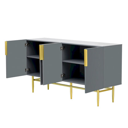 TREXM Modern Elegant 4-door Sideboard Gold Metal Handle Buffet Cabinet for Dining Room, Living Room, Bedroom, Hallway