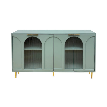 Accent Cabinet Lacquered Wooden Cabinet with 4 Glass Doors Sideboard Buffet Server Cabinet Storage Cabinet, for Living Room