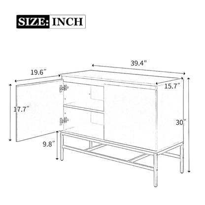 Minimalist & Luxury Cabinet Two Door Sideboard with Gold Metal Legs for Living Room, Dining Room