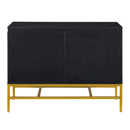 Minimalist & Luxury Cabinet Two Door Sideboard with Gold Metal Legs for Living Room, Dining Room