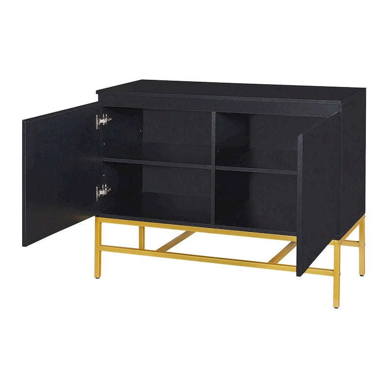 Minimalist & Luxury Cabinet Two Door Sideboard with Gold Metal Legs for Living Room, Dining Room