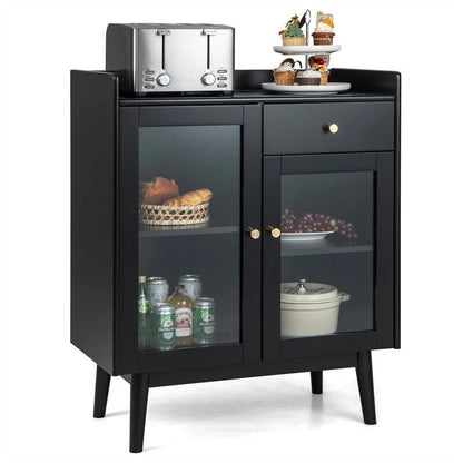 Black Buffet Cabinet with Storage - 16D x 31.5W x 37H