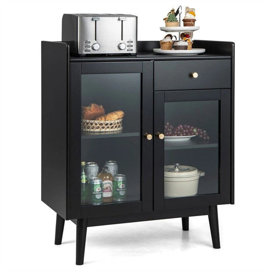 Black Buffet Cabinet with Storage - 16D x 31.5W x 37H