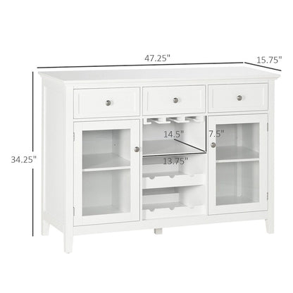 Coffee Bar Cabinet w/Drawers,Wine Rack,Stemware Racks,Buffet Cabinet