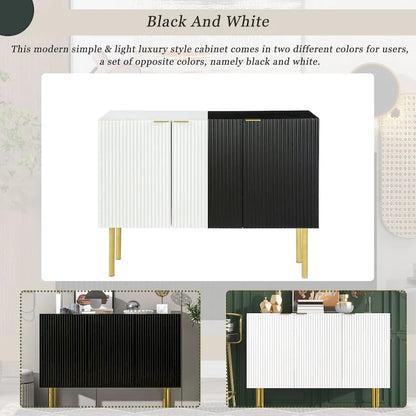 Sideboard Cabinet with Gold Metal Legs, Handles and Adjustable Shelves - 47L x 16.5W x 35.5H
