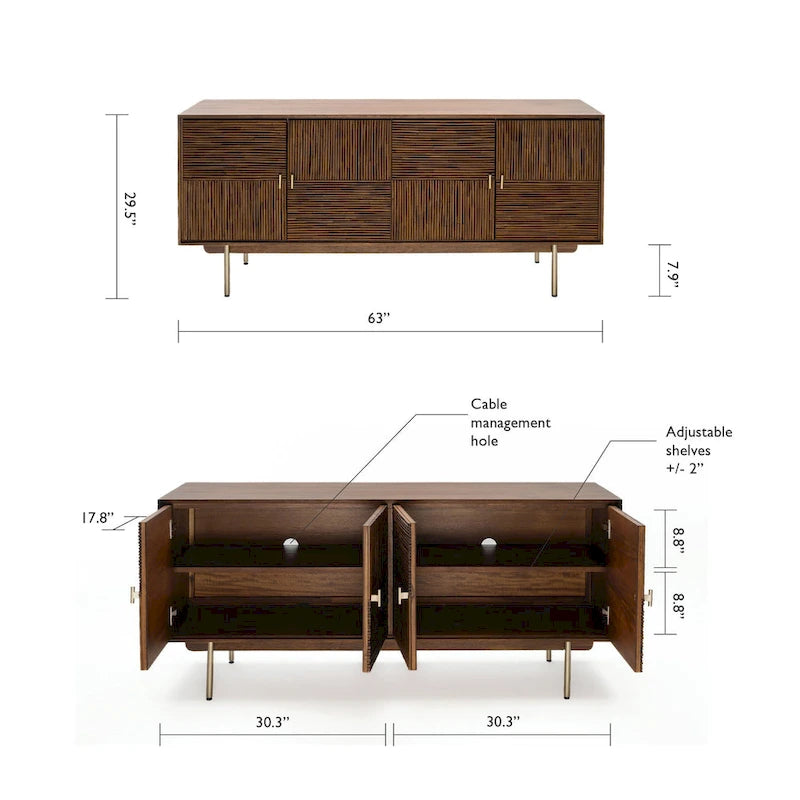 Studio London Drawers Acacia Wood and Rattan Furniture Storage
