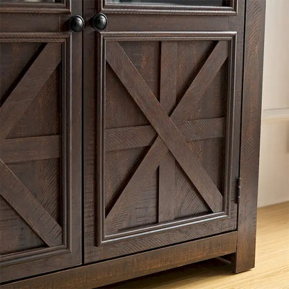 Wood Buffet Cabinet with 2 Doors and Metal Handle
