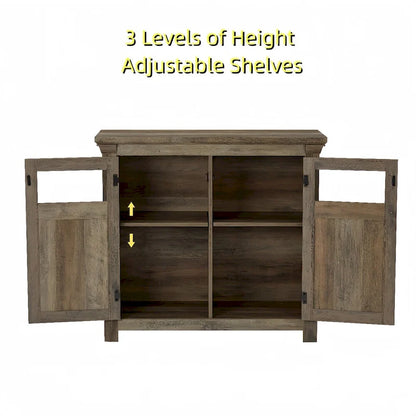 Wood Buffet Cabinet with 2 Doors and Metal Handle